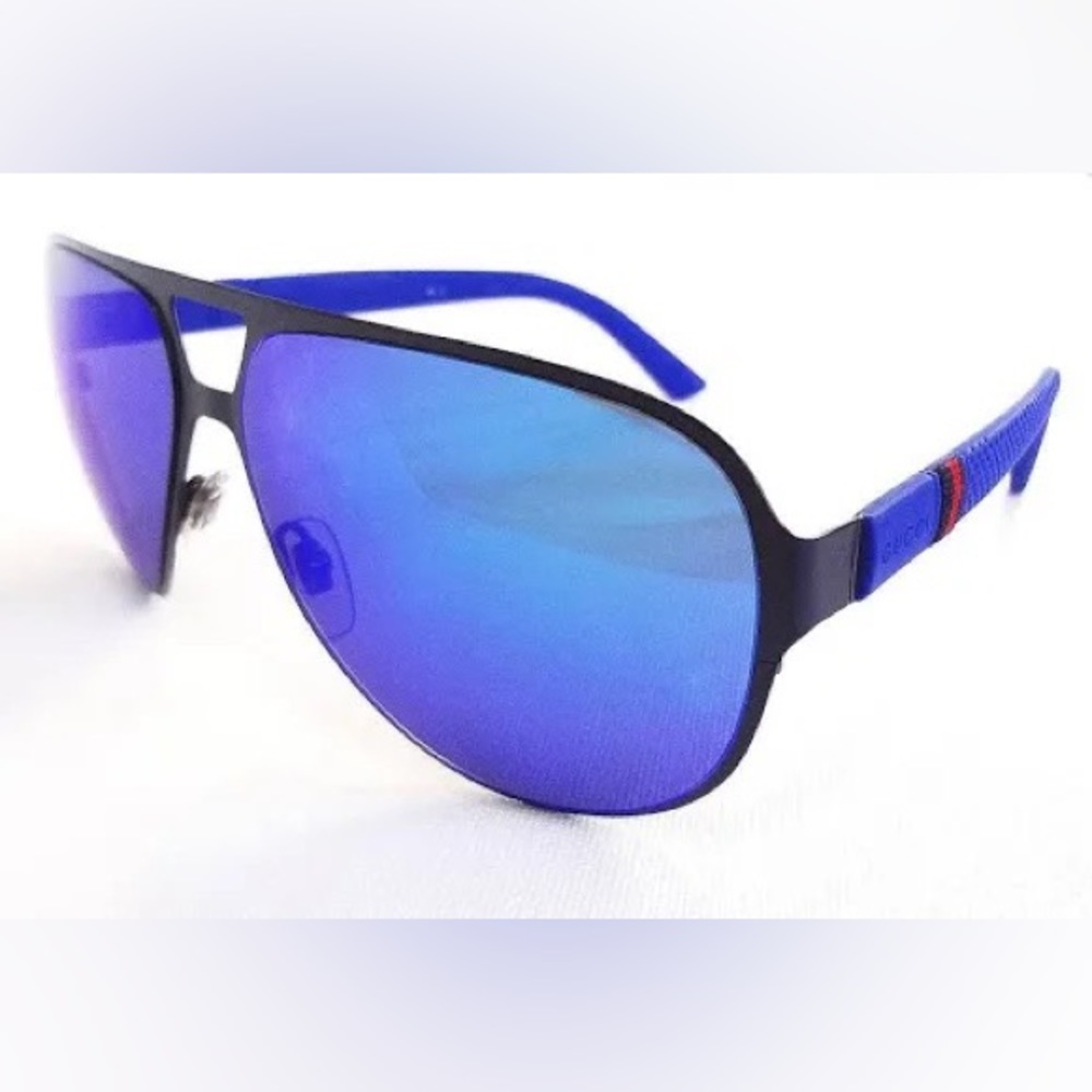 Ricky Martin Gucci GG 2252/S R63Z0 Semi Matte Navy Blue Men’s Aviator Sunglasses
